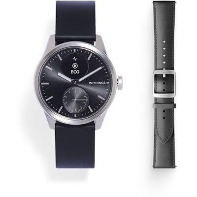 Withings BUNDLE Scanwatch 2 + zwarte leren armband, gezondheidshorloge voor mannen en vrouwen met ECG, SPO2, temperatuurbewaking, slaap, menstruatiecyclus, 35 dagen batterij, Android en iOS Withings BUNDLE Scanwatch 2 + zwarte leren armband, gezondheidshorloge voor mannen en vrouwen met ECG, SPO2, temperatuurbewaking, slaap, menstruatiecyclus, 35 dagen batterij, Android en iOS