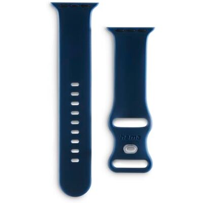 Hama Apple Watch horlogeband 38/40/41 mm (voor horloge, siliconen, armband, pols, verwisselbaar) blauw Hama Apple Watch horlogeband 38/40/41 mm (voor horloge, siliconen, armband, pols, verwisselbaar) blauw