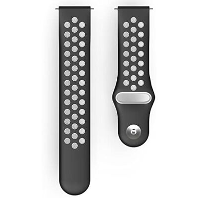Hama Fitbit Versa 22 mm horlogebandje (verstelbare reservearmband voor Fitbit Versa 2, Versa Lite smartwatch, ademende siliconen armband, roestvrijstalen knop) wit/grijs Hama Fitbit Versa 22 mm horlogebandje (verstelbare reservearmband voor Fitbit Versa 2, Versa Lite smartwatch, ademende siliconen armband, roestvrijstalen knop) wit/grijs