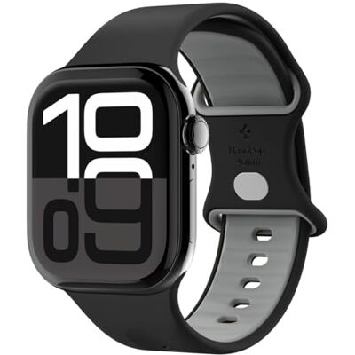 Spigen Nano Pop Siliconen armband compatibel met Apple Watch Ultra 3/2/1 49 mm, Series 11/10 46 mm, Series 9/8/7, 45 mm, 44 mm, sesam, zwart Spigen Nano Pop Siliconen armband compatibel met Apple Watch Ultra 3/2/1 49 mm, Series 11/10 46 mm, Series 9/8/7, 45 mm, 44 mm, sesam, zwart