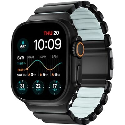 NOMAD Stratos armband I voor Apple Watch 42/44/45/46/49 mm I hybride design, FKM, titanium NOMAD Stratos armband I voor Apple Watch 42/44/45/46/49 mm I hybride design, FKM, titanium