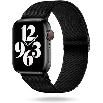 OneFlow Flex Loop Armband compatibel met Apple Watch SE 3 (44 mm), flexibel nylon, sportarmband, reservearmband, zwart OneFlow Flex Loop Armband compatibel met Apple Watch SE 3 (44 mm), flexibel nylon, sportarmband, reservearmband, zwart