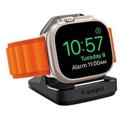 Spigen Rugged Armor Oplaadstation compatibel met Apple Watch Charger Stand Apple Watch Ultra 3/2/1 en Series 11 tot 1 (49/46/45/44/42/41/40 mm) met stabiele antislip basis, zwart Spigen Rugged Armor Oplaadstation compatibel met Apple Watch Charger Stand Apple Watch Ultra 3/2/1 en Series 11 tot 1 (49/46/45/44/42/41/40 mm) met stabiele antislip basis, zwart