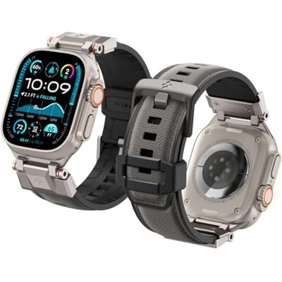 Spigen Dura Pro Armor armband voor Apple Watch Ultra 4-1 en Series 12-4/SE Nylon armband met metalen connectoren, ademend en comfortabel voor Apple Watch 49/46/45/44 mm grijs Spigen Dura Pro Armor armband voor Apple Watch Ultra 4-1 en Series 12-4/SE Nylon armband met metalen connectoren, ademend en comfortabel voor Apple Watch 49/46/45/44 mm grijs