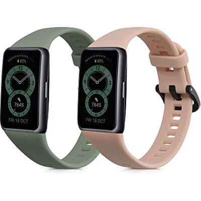 kwmobile Bandjes compatibel met Huawei Band 6 & 6 Pro/Honor Band 7 & 6, 2 stuks vervangende siliconen polsbandjes, smartwatch, activiteitentracker, donkergroen/beige, groot, TPU siliconen kwmobile Bandjes compatibel met Huawei Band 6 & 6 Pro/Honor Band 7 & 6, 2 stuks vervangende siliconen polsbandjes, smartwatch, activiteitentracker, donkergroen/beige, groot, TPU siliconen