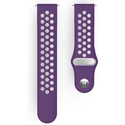 Hama Fitbit Versa 22 mm horlogebandje (verstelbare reservearmband voor Fitbit Versa 2, Versa Lite smartwatch, ademende siliconen armband, roestvrijstalen knop) paars / grijs Hama Fitbit Versa 22 mm horlogebandje (verstelbare reservearmband voor Fitbit Versa 2, Versa Lite smartwatch, ademende siliconen armband, roestvrijstalen knop) paars / grijs