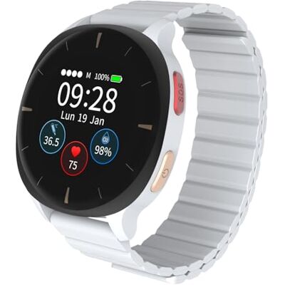 August Audar E2 Smartwatch voor senioren met valdetectie en SOS, 24/7 bloeddruk/hartslag/spO₂/temperatuur, wellnessrapporten via AI, werkt zonder laptop/app August Audar E2 Smartwatch voor senioren met valdetectie en SOS, 24/7 bloeddruk/hartslag/spO₂/temperatuur, wellnessrapporten via AI, werkt zonder laptop/app