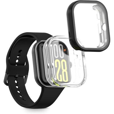 kwmobile Beschermhoes compatibel met Xiaomi Redmi Watch 5 / Redmi Watch5 eSIM beschermhoes – 2 x siliconen displayframe voor fitness tracker – transparant-zwart kwmobile Beschermhoes compatibel met Xiaomi Redmi Watch 5 / Redmi Watch5 eSIM beschermhoes – 2 x siliconen displayframe voor fitness tracker – transparant-zwart