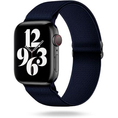 OneFlow Flex Loop Armband compatibel met Apple Watch SE 3 (44 mm), flexibel nylon, sportarmband, reservearmband, donkerblauw OneFlow Flex Loop Armband compatibel met Apple Watch SE 3 (44 mm), flexibel nylon, sportarmband, reservearmband, donkerblauw