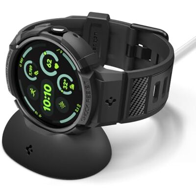 Spigen Rugged Armor Pro beschermhoes met armband, compatibel met Google Pixel Watch 4 45 mm (2025) met oplaadstandaard, mat zwart Spigen Rugged Armor Pro beschermhoes met armband, compatibel met Google Pixel Watch 4 45 mm (2025) met oplaadstandaard, mat zwart