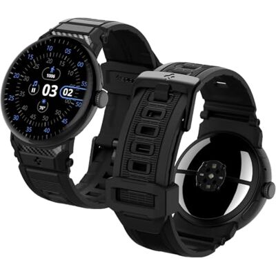 Spigen Rugged TPU band compatibel met Google Pixel Watch 4/3 45 mm (2025/2024), duurzame armband, mat zwart Spigen Rugged TPU band compatibel met Google Pixel Watch 4/3 45 mm (2025/2024), duurzame armband, mat zwart