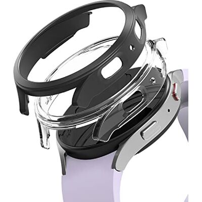 Ringke 2 stuks Samsung Galaxy Watch 5 40 mm dunne beschermhoesjes met ring en ring voor Watch5 van hoogwaardig polycarbonaat, transparant, zwart Ringke 2 stuks Samsung Galaxy Watch 5 40 mm dunne beschermhoesjes met ring en ring voor Watch5 van hoogwaardig polycarbonaat, transparant, zwart