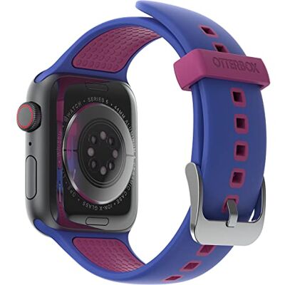 Otterbox All Day armband voor Apple Watch Series 9/8/7/6/SE 2e gen/SE 1e gen/5/4/3-42 mm/44 mm/45 mm, reservearmband van duurzame zachte siliconen voor Apple Watch, blauw/paars Otterbox All Day armband voor Apple Watch Series 9/8/7/6/SE 2e gen/SE 1e gen/5/4/3-42 mm/44 mm/45 mm, reservearmband van duurzame zachte siliconen voor Apple Watch, blauw/paars