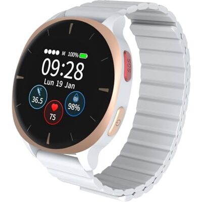 August Audar E2 Smartwatch voor senioren met valdetectie en SOS, 24/7 bloeddruk/hartslag/spO₂/temperatuur, wellnessrapporten via AI, werkt zonder laptop/app August Audar E2 Smartwatch voor senioren met valdetectie en SOS, 24/7 bloeddruk/hartslag/spO₂/temperatuur, wellnessrapporten via AI, werkt zonder laptop/app