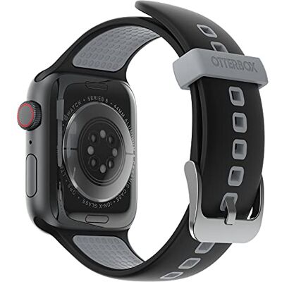 Otterbox All Day armband voor Apple Watch 44/45/46 mm, reservearmband van duurzame zachte siliconen voor Apple Watch, Autobahn Black Otterbox All Day armband voor Apple Watch 44/45/46 mm, reservearmband van duurzame zachte siliconen voor Apple Watch, Autobahn Black