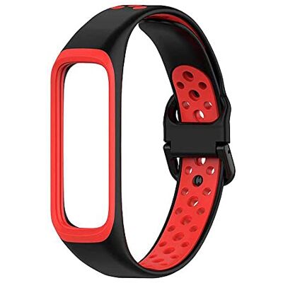 OcioDual Armband compatibel met S Galaxy Fit 2 reservearmband, waterdicht, ademend, duurzaam silicone kleur, Zwart/Rood OcioDual Armband compatibel met S Galaxy Fit 2 reservearmband, waterdicht, ademend, duurzaam silicone kleur, Zwart/Rood