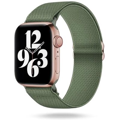 OneFlow Flex Loop Armband compatibel met Apple Watch SE 3 (44 mm), flexibel nylon, sportarmband, reservearmband, groen OneFlow Flex Loop Armband compatibel met Apple Watch SE 3 (44 mm), flexibel nylon, sportarmband, reservearmband, groen