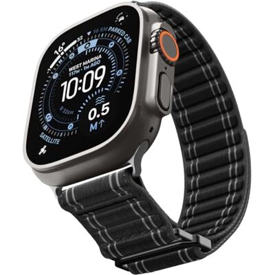 Spigen Stoffen basisarmband met klittenbandsluiting, ontworpen voor Apple Watch Ultra 3/2/1 49 mm, Series 11/10 46 mm, Series 9/8/7-4/SE 45 mm, 44 mm, nylon, roestvrij staal, Geen edelsteen Spigen Stoffen basisarmband met klittenbandsluiting, ontworpen voor Apple Watch Ultra 3/2/1 49 mm, Series 11/10 46 mm, Series 9/8/7-4/SE 45 mm, 44 mm, nylon, roestvrij staal, Geen edelsteen