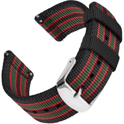 Archer Watch Straps Hoogwaardige nylon vervangende horlogebandjes met snelsluiting voor dames en heren, horloges en smartwatches meerdere kleuren, 18 mm, 20 mm, 22 mm, 22 mm, Nylon, Geen edelsteen Archer Watch Straps Hoogwaardige nylon vervangende horlogebandjes met snelsluiting voor dames en heren, horloges en smartwatches meerdere kleuren, 18 mm, 20 mm, 22 mm, 22 mm, Nylon, Geen edelsteen