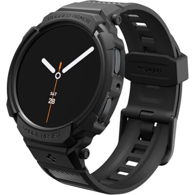 Spigen Rugged Armor Pro armband voor Galaxy Watch serie 9/8 Eendelig TPU-hoesje met verstelbare armband, koolstofvezelafwerking, 44 mm, mat zwart Spigen Rugged Armor Pro armband voor Galaxy Watch serie 9/8 Eendelig TPU-hoesje met verstelbare armband, koolstofvezelafwerking, 44 mm, mat zwart