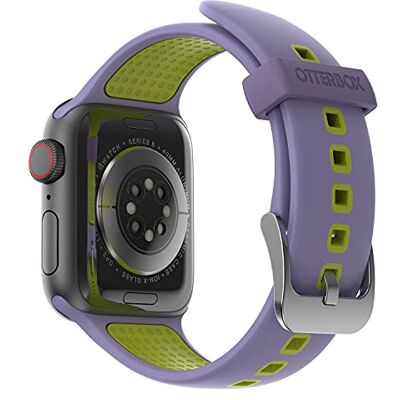 Otterbox All Day armband voor Apple Watch Series 9/8/7/6/SE 2e gen/SE 1e gen/5/4/3-38 mm/40 mm/41 mm, reservearmband van duurzame zachte siliconen voor Apple Watch, paars/groen Otterbox All Day armband voor Apple Watch Series 9/8/7/6/SE 2e gen/SE 1e gen/5/4/3-38 mm/40 mm/41 mm, reservearmband van duurzame zachte siliconen voor Apple Watch, paars/groen