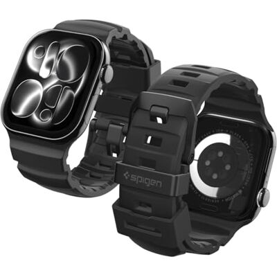 Spigen Basic siliconen armband, ontworpen voor Apple Watch Ultra 3/2/1 49 mm, serie 11/10 46 mm, 9/8/7 45 mm, SE3/SE2/SE/6/5/4 44 mm, zwart Spigen Basic siliconen armband, ontworpen voor Apple Watch Ultra 3/2/1 49 mm, serie 11/10 46 mm, 9/8/7 45 mm, SE3/SE2/SE/6/5/4 44 mm, zwart