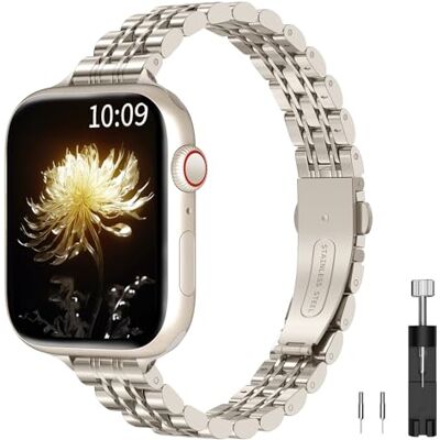 TiMOVO Horlogebandje compatibel met Apple verstelbare roestvrijstalen armband voor dames, 42 mm, 41 mm, 40 mm, 38 mm, compatibel met serie 10 42 mm/9/8/7/6/5/4/3/2/1/SE 38/40/41 mm, ster TiMOVO Horlogebandje compatibel met Apple verstelbare roestvrijstalen armband voor dames, 42 mm, 41 mm, 40 mm, 38 mm, compatibel met serie 10 42 mm/9/8/7/6/5/4/3/2/1/SE 38/40/41 mm, ster