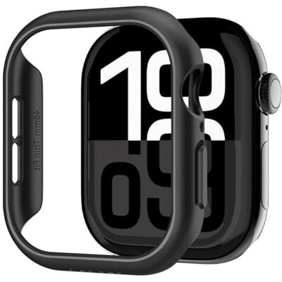 Spigen Thin Fit beschermhoes voor Apple Watch 11/10 46 mm Schokbestendige polycarbonaat hoes met slank design en nauwkeurige uitsparingen voor modellen 2025/2024, zwart Spigen Thin Fit beschermhoes voor Apple Watch 11/10 46 mm Schokbestendige polycarbonaat hoes met slank design en nauwkeurige uitsparingen voor modellen 2025/2024, zwart