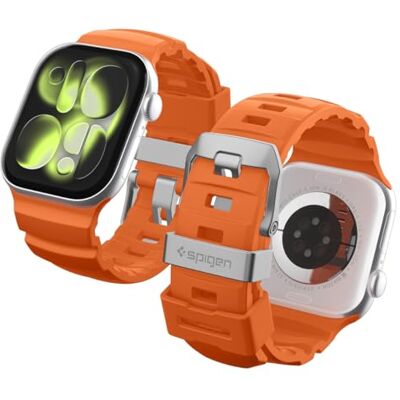 Spigen WBS2 armband voor Apple Watch Ultra 4-1 en Series 12-4/SE Siliconen armband met metalen gesp voor sportief en dagelijks gebruik, voor Apple Watch 49/46/45/44 mm, oranje Spigen WBS2 armband voor Apple Watch Ultra 4-1 en Series 12-4/SE Siliconen armband met metalen gesp voor sportief en dagelijks gebruik, voor Apple Watch 49/46/45/44 mm, oranje