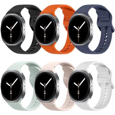 TiMOVO 6 stuks sportbanden compatibel met Samsung Galaxy Watch 8 40 mm 44 mm/Galaxy Watch 8 Classic 46 mm (2025), zachte siliconen vervangende band voor dames en heren, M/L TiMOVO 6 stuks sportbanden compatibel met Samsung Galaxy Watch 8 40 mm 44 mm/Galaxy Watch 8 Classic 46 mm (2025), zachte siliconen vervangende band voor dames en heren, M/L