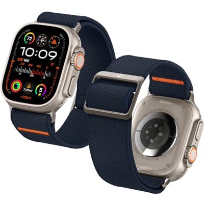 Spigen Lite Fit Nylon armband compatibel met Apple Watch Ultra 3/2/1 49 mm, Series 11/10 46 mm, Series 9/8/7 45 mm, 44 mm marineblauw Spigen Lite Fit Nylon armband compatibel met Apple Watch Ultra 3/2/1 49 mm, Series 11/10 46 mm, Series 9/8/7 45 mm, 44 mm marineblauw