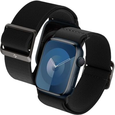 Spigen Lite Fit Nylon armband compatibel met Apple Watch Ultra 3/2/1 49 mm, Series 11/10 46 mm, Series 9/8/7 45 mm, 44 mm zwart Spigen Lite Fit Nylon armband compatibel met Apple Watch Ultra 3/2/1 49 mm, Series 11/10 46 mm, Series 9/8/7 45 mm, 44 mm zwart