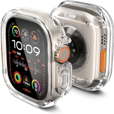 Spigen Ultra Hybrid beschermhoes compatibel met Apple Watch Ultra 3/2/1 49 mm (2025/2023/2022) transparant Spigen Ultra Hybrid beschermhoes compatibel met Apple Watch Ultra 3/2/1 49 mm (2025/2023/2022) transparant