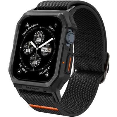 Spigen Lite Fit Pro Duurzame TPU-hoes met lichte stoffen band voor Apple Watch Series 9/8/7, matzwart, 45 mm Spigen Lite Fit Pro Duurzame TPU-hoes met lichte stoffen band voor Apple Watch Series 9/8/7, matzwart, 45 mm