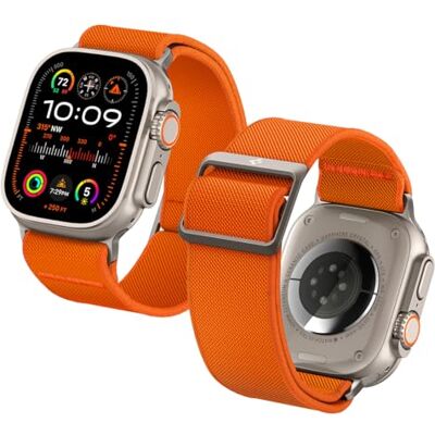 Spigen Lite Fit Nylon armband compatibel met Apple Watch Ultra 3/2/1 49 mm, Series 11/10 46 mm, Series 9/8/7 45 mm, 44 mm oranje Spigen Lite Fit Nylon armband compatibel met Apple Watch Ultra 3/2/1 49 mm, Series 11/10 46 mm, Series 9/8/7 45 mm, 44 mm oranje