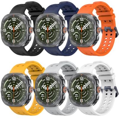 MoKo Set van 6 sportarmbanden voor Samsung Galaxy Watch Ultra 2/1 47 mm Zeebandje van zachte siliconen, waterdicht en ademend, voor Galaxy Watch Ultra 2026/2025/2024, voor mannen en vrouwen MoKo Set van 6 sportarmbanden voor Samsung Galaxy Watch Ultra 2/1 47 mm Zeebandje van zachte siliconen, waterdicht en ademend, voor Galaxy Watch Ultra 2026/2025/2024, voor mannen en vrouwen
