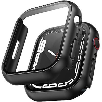 TAURI 2 stuks beschermhoes compatibel met Apple Watch 7/8 41 mm hoes met gehard glas, displaybescherming, 360° rondom ultradunne polycarbonaat-harde hoes, krasbestendige hardcase voor iWatch 41 mm Series 7, zwart TAURI 2 stuks beschermhoes compatibel met Apple Watch 7/8 41 mm hoes met gehard glas, displaybescherming, 360° rondom ultradunne polycarbonaat-harde hoes, krasbestendige hardcase voor iWatch 41 mm Series 7, zwart