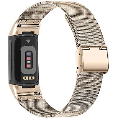 INF Metalen armband voor Fitbit Charge 5, verstelbare reserveband, goudkleurig roestvrij staal INF Metalen armband voor Fitbit Charge 5, verstelbare reserveband, goudkleurig roestvrij staal