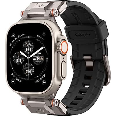 Spigen Dura Pro Armor stevig vervangend bandje met metalen connector, compatibel met Apple Watch Ultra 49 mm 8/7 45 mm 6/5/4 SE2 44 mm 3/2/1 42 mm, zwart, TPU, roestvrij staal Spigen Dura Pro Armor stevig vervangend bandje met metalen connector, compatibel met Apple Watch Ultra 49 mm 8/7 45 mm 6/5/4 SE2 44 mm 3/2/1 42 mm, zwart, TPU, roestvrij staal
