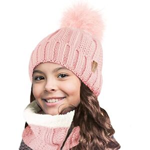 TOSKATOK Thermische warme comfortabele fleece met gevoerde nek warmer, Snood sjaal met muts, set voor meisjes, winterkleding met ribbels, één maat Eén maat TOSKATOK Thermische warme comfortabele fleece met gevoerde nek warmer, Snood sjaal met muts, set voor meisjes, winterkleding met ribbels, één maat Eén maat