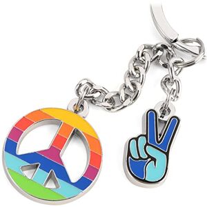 TROIKA Small Peace KR22-68/CH sleutelhanger met 2 metalen hangers, meerkleurig, 7,7 cm, modern TROIKA Small Peace KR22-68/CH sleutelhanger met 2 metalen hangers, meerkleurig, 7,7 cm, modern