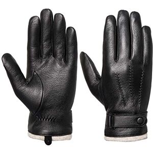 Acdyion Warme en casual leren winterhandschoenen voor heren, antislip, touchscreen, wollen voering, zacht, winddicht, echt leer, zwart. M Acdyion Warme en casual leren winterhandschoenen voor heren, antislip, touchscreen, wollen voering, zacht, winddicht, echt leer, zwart. M
