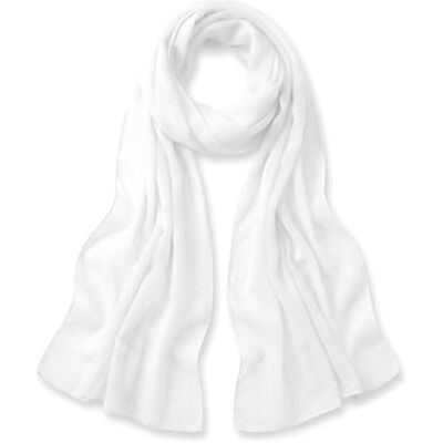 TigerTie Chiffon-sjaal voor dames, effen kleur, maten van de sjaal: 160 cm x 36 cm, Made in Italy, Wit One Size TigerTie Chiffon-sjaal voor dames, effen kleur, maten van de sjaal: 160 cm x 36 cm, Made in Italy, Wit One Size