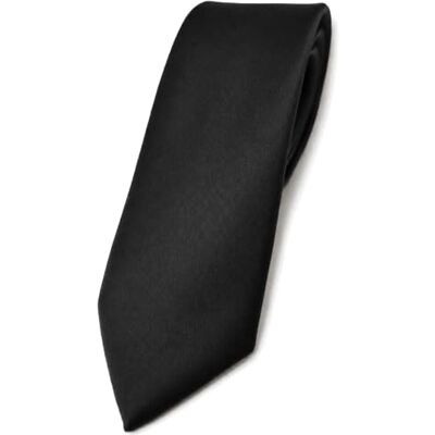 TigerTie Smalle satijnen stropdas in effen effen kleur in verschillende kleuren, zwart zwart, One Size One Size TigerTie Smalle satijnen stropdas in effen effen kleur in verschillende kleuren, zwart zwart, One Size One Size