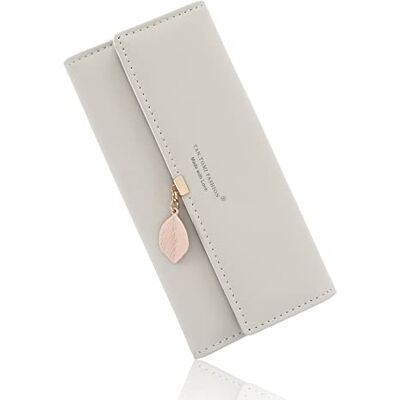 CALIYO Portemonnee voor dames, leer, kleine portemonnee, opvouwbaar, met creditcardhouder, contant geld, ritssluiting, RFID-blokkering, kaarthouder, portemonnee, Grijs b, Stijlvol CALIYO Portemonnee voor dames, leer, kleine portemonnee, opvouwbaar, met creditcardhouder, contant geld, ritssluiting, RFID-blokkering, kaarthouder, portemonnee, Grijs b, Stijlvol