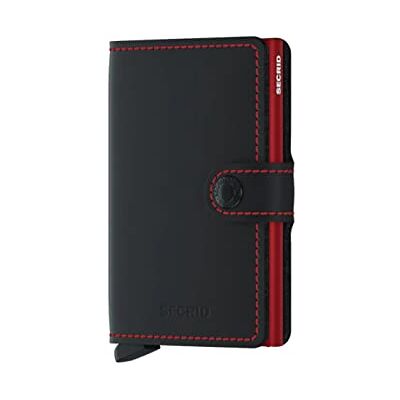 Secrid Mini Portemonnee Mat Baksteen Leer, Zwart Rood, RFID Portemonnee, S Secrid Mini Portemonnee Mat Baksteen Leer, Zwart Rood, RFID Portemonnee, S