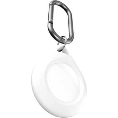Keybudz Secure Dock Apple Airtag siliconen hanger met karabijnhaak wit Keybudz Secure Dock Apple Airtag siliconen hanger met karabijnhaak wit