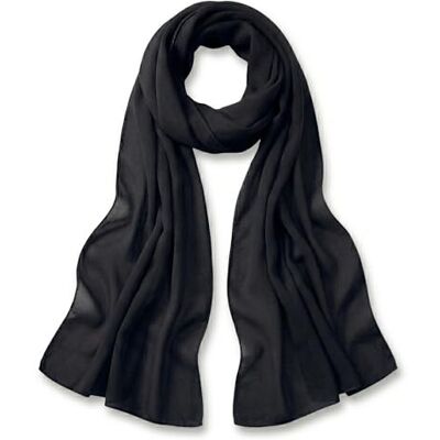 TigerTie Chiffon-sjaal voor dames, effen kleur, maten van de sjaal: 160 cm x 36 cm, Made in Italy, zwart. taille: 160 cm x 36 cm TigerTie Chiffon-sjaal voor dames, effen kleur, maten van de sjaal: 160 cm x 36 cm, Made in Italy, zwart. taille: 160 cm x 36 cm