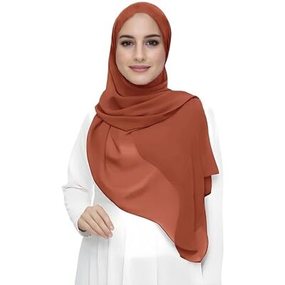 Lina & Lily Hijab-sjaal voor moslimvrouwen, van mousseline, rechthoekig, lichte en soepele stof., roestrood Eén maat Lina & Lily Hijab-sjaal voor moslimvrouwen, van mousseline, rechthoekig, lichte en soepele stof., roestrood Eén maat