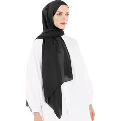Ayisah Hijab sjaal moslimsjaal, zachte chiffon, hijab, 180 x 70 cm, moderne islamitische chiffon sjaals voor dames, hoogwaardige kwaliteit, zwart. 180x70 cm Ayisah Hijab sjaal moslimsjaal, zachte chiffon, hijab, 180 x 70 cm, moderne islamitische chiffon sjaals voor dames, hoogwaardige kwaliteit, zwart. 180x70 cm